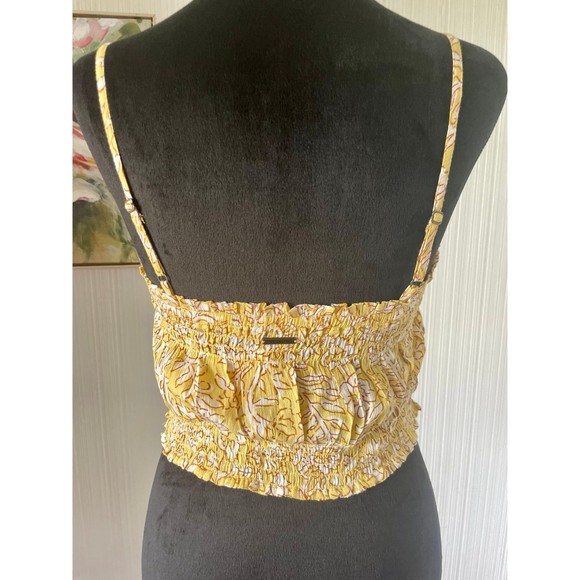 NWT Billabong crop top M yellow floral surf - Picture 6 of 8